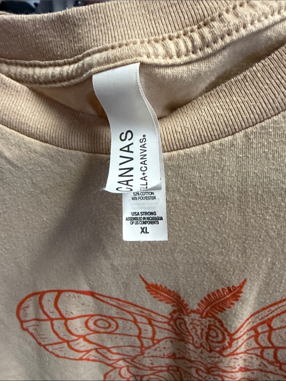 Mothman Graphic Tee in Peach with Orange Print - Picture 2 of 3